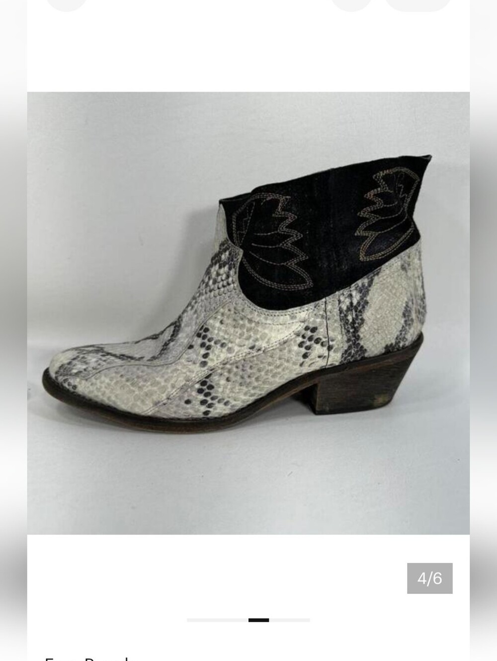 Free People Black & White Snake-Print Ankle Cowboy Boots